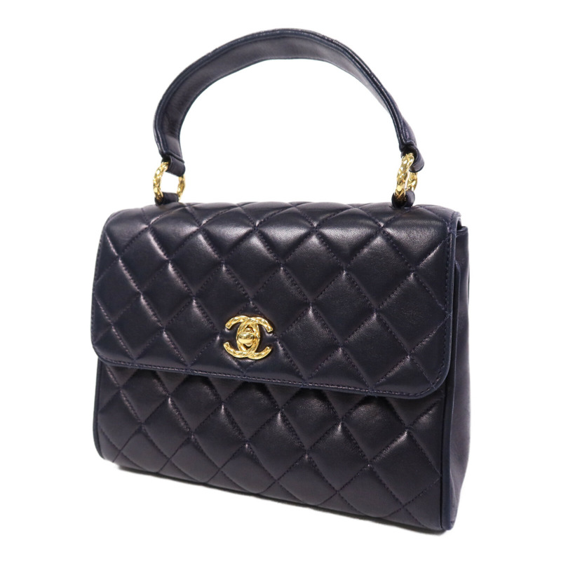 CHANEL 羊皮皮革Vintage Flap Bag金扣手挽袋-2