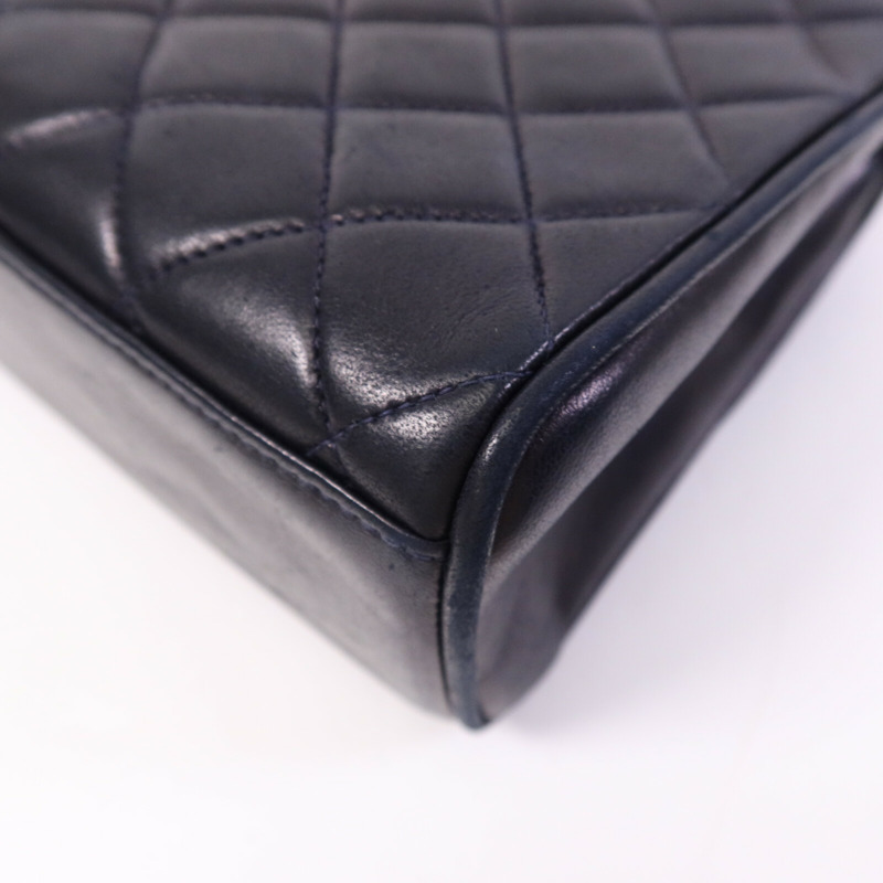 CHANEL 羊皮皮革Vintage Flap Bag金扣手挽袋-12