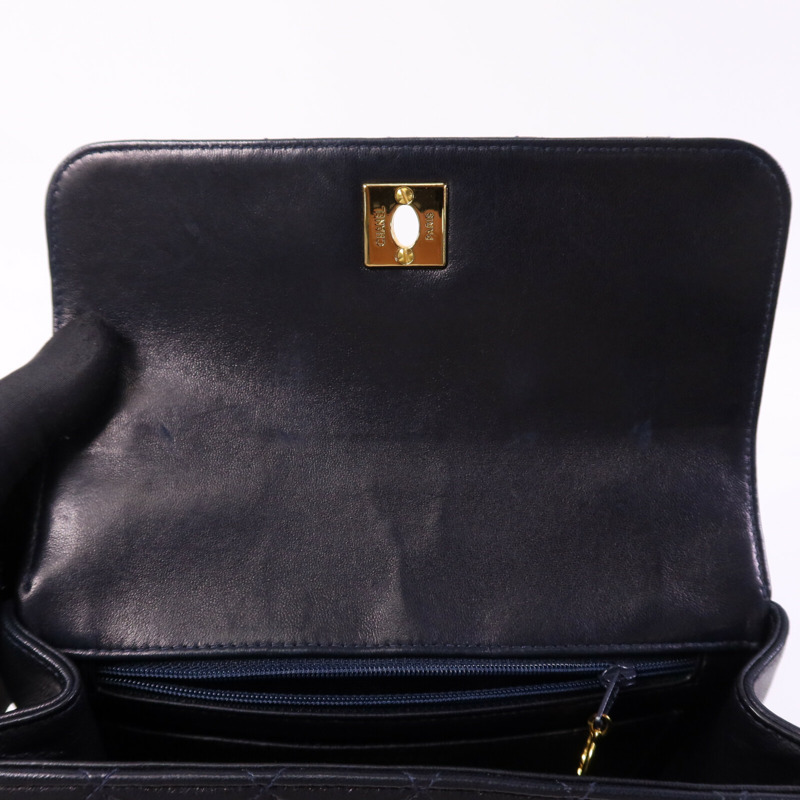 CHANEL 羊皮皮革Vintage Flap Bag金扣手挽袋-14