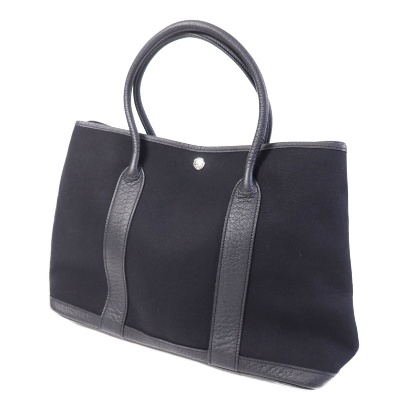 HERMES 帆布GardenParty PM銀扣手挽袋-2