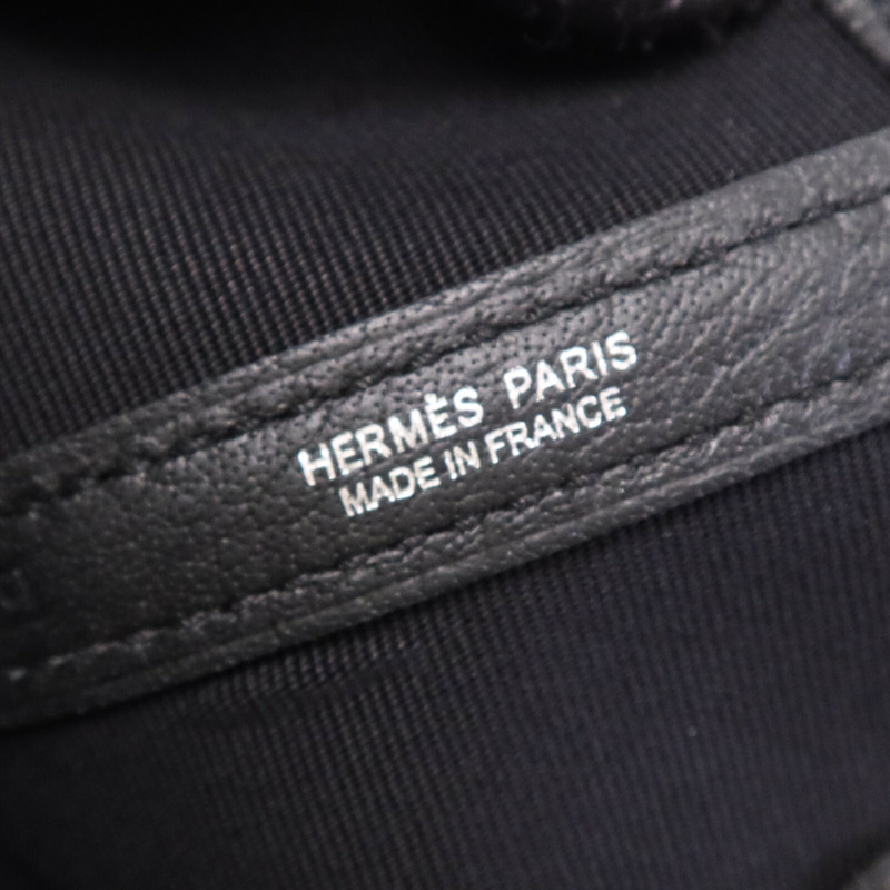 HERMES 帆布GardenParty PM銀扣手挽袋-5