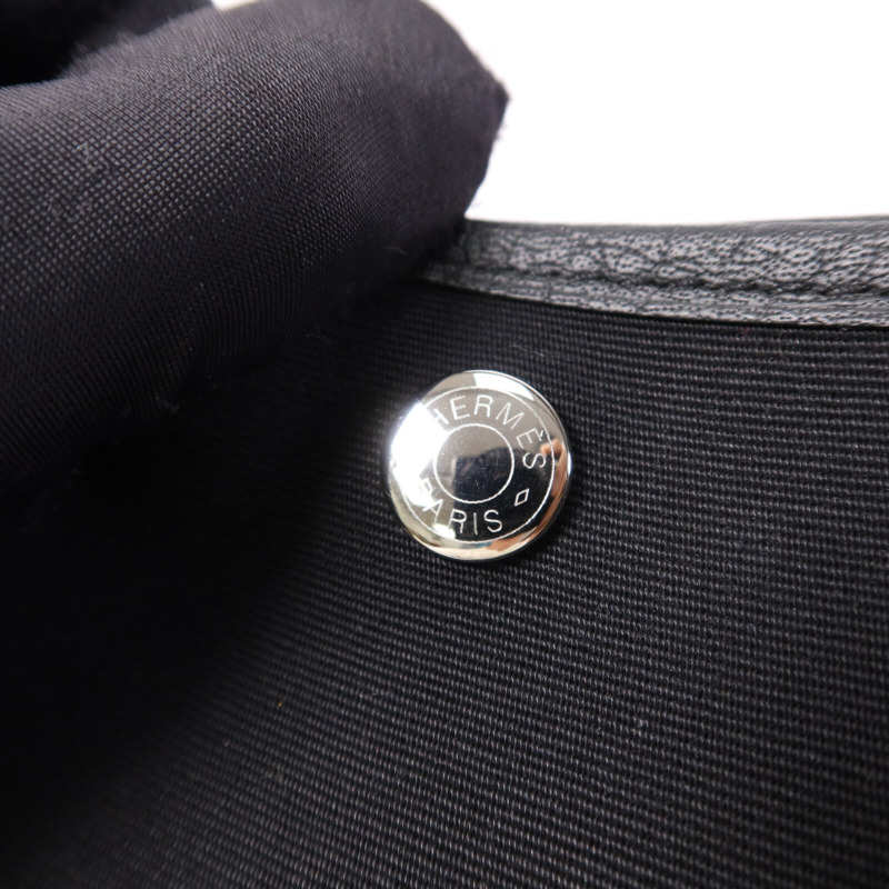 HERMES 帆布GardenParty PM銀扣手挽袋-6