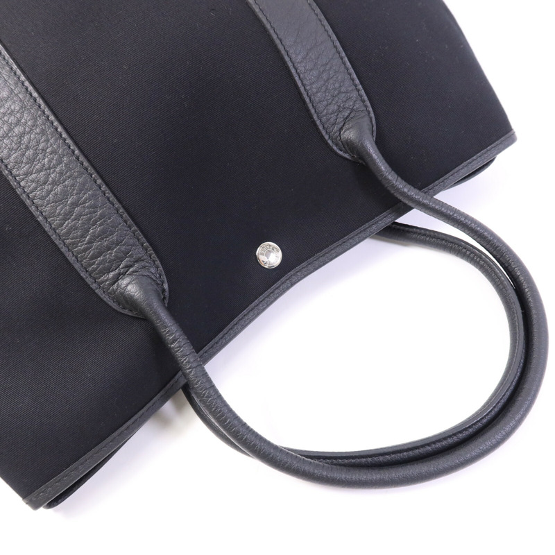 HERMES 帆布GardenParty PM銀扣手挽袋-8