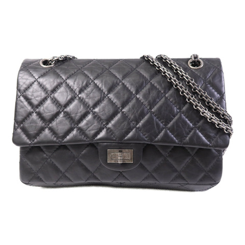 CHANEL 牛皮皮革2.55 Medium銀扣鏈帶肩背袋