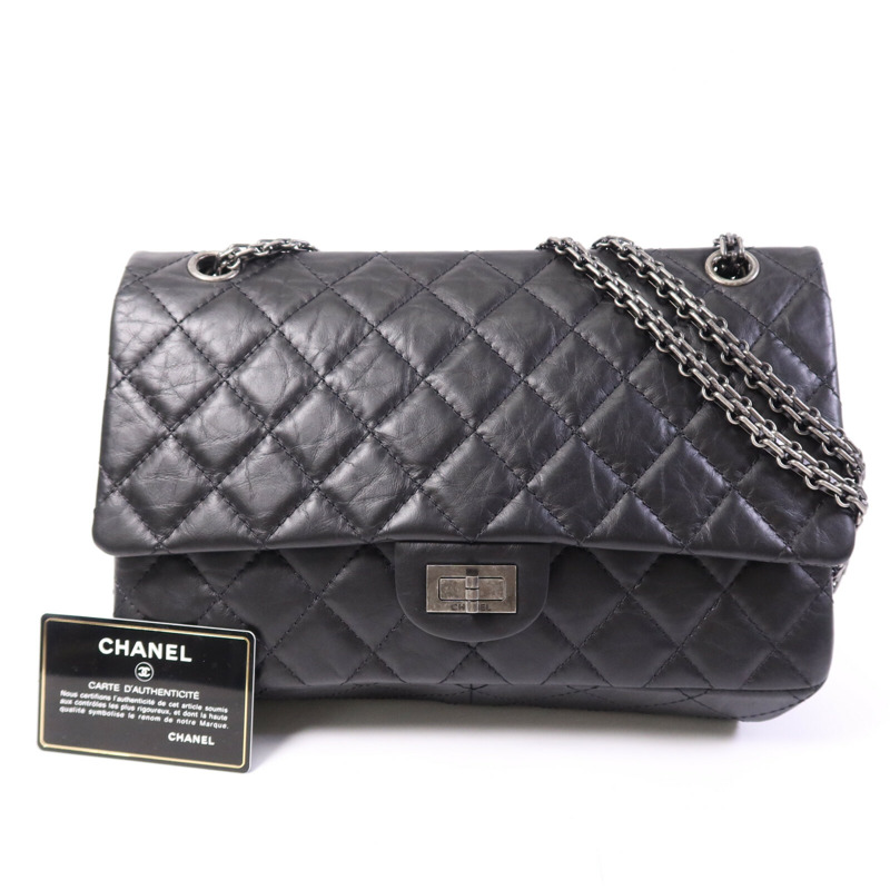 CHANEL 牛皮皮革2.55 Medium銀扣鏈帶肩背袋-8