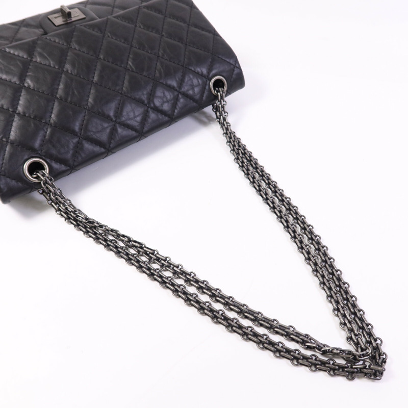 CHANEL 牛皮皮革2.55 Medium銀扣鏈帶肩背袋-9