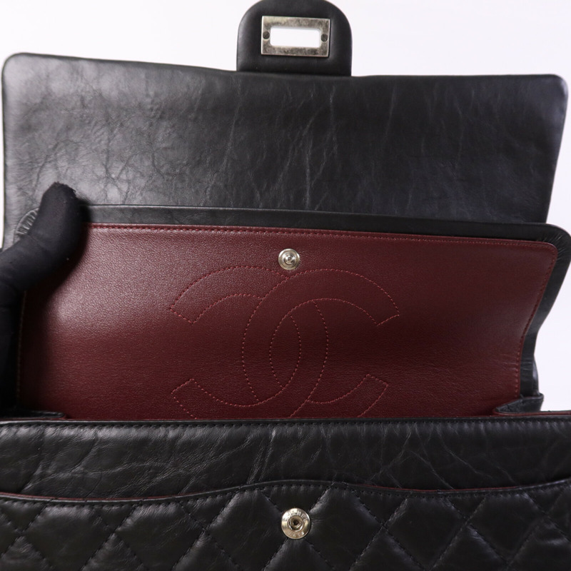 CHANEL 牛皮皮革2.55 Medium銀扣鏈帶肩背袋-15