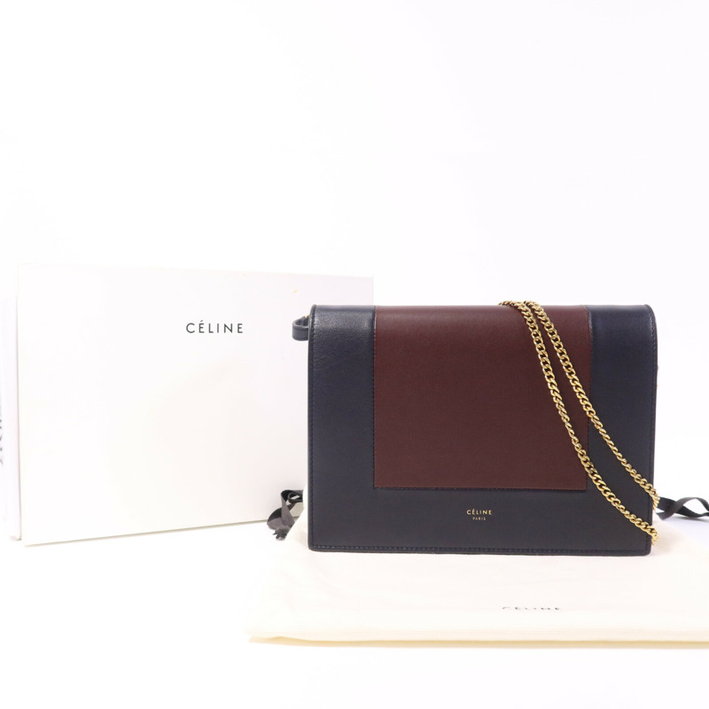CELINE 牛皮皮革Flame Evening Chain Wallet金扣鏈帶肩背袋-9