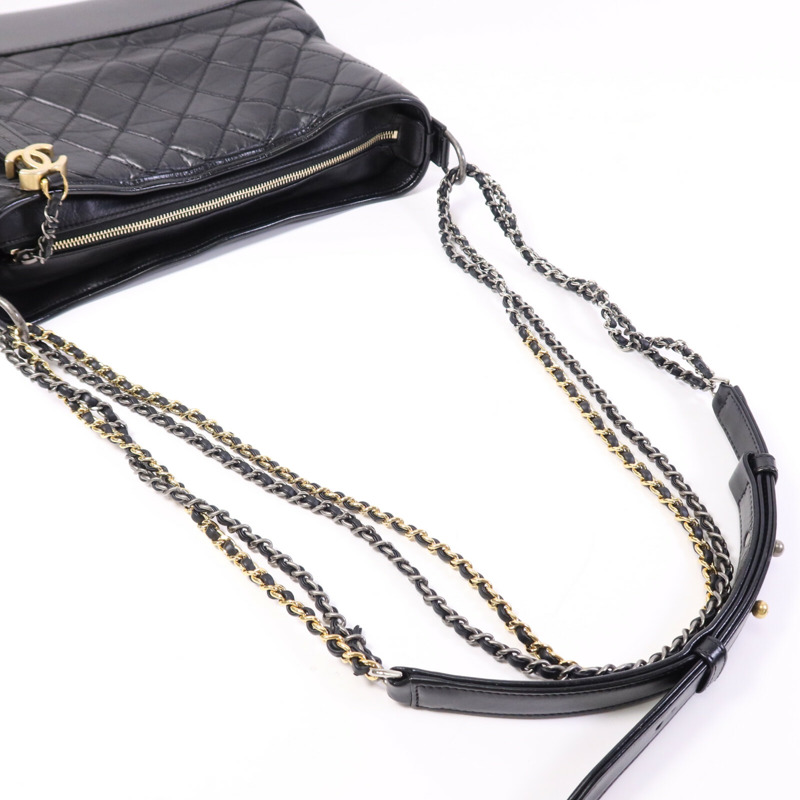 CHANEL 牛皮皮革Gabrielle Large鏈帶肩背袋-9