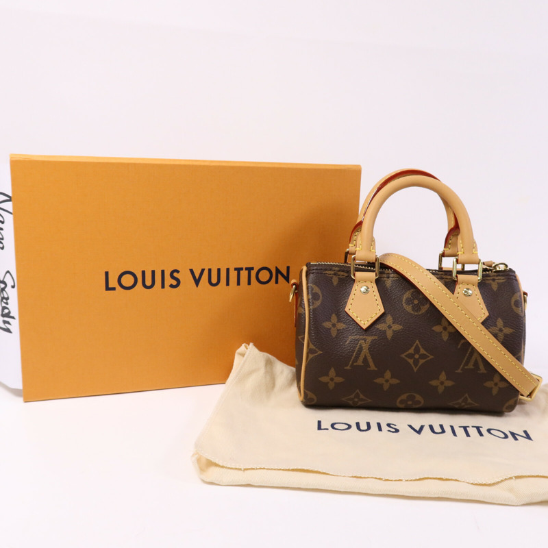 LOUIS VUITTON Monogram Nano Speedy金扣手挽肩背兩用袋-10