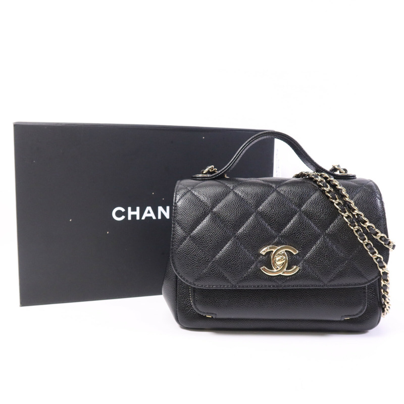 CHANEL 牛皮皮革Business Affinity金扣手挽肩背兩用袋-10