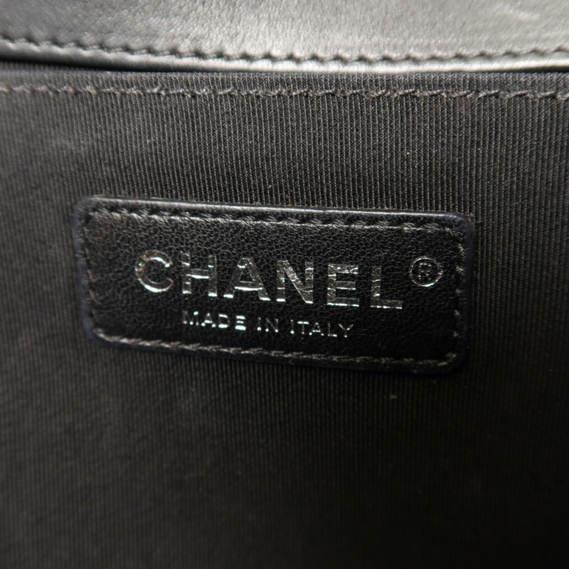 CHANEL 羊皮皮革Boy 25銀扣鏈帶肩背袋-5