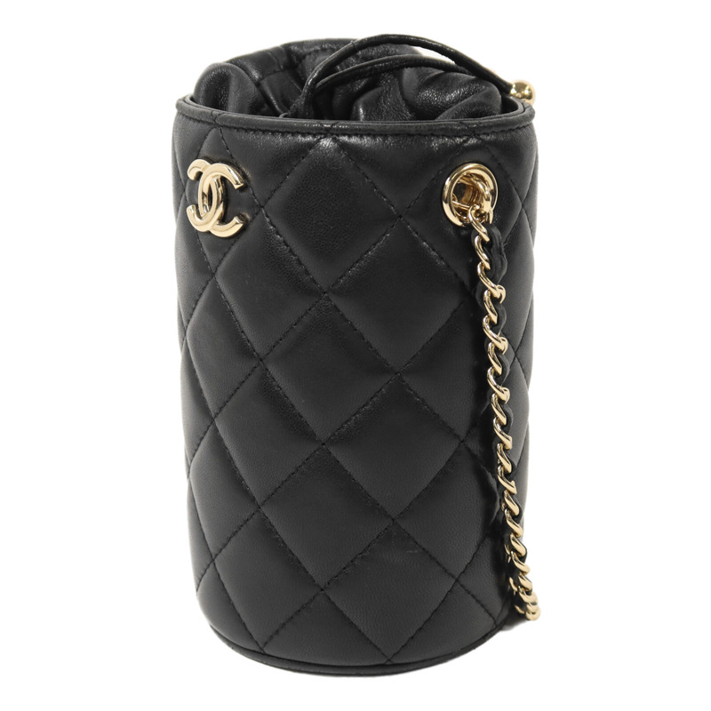 CHANEL 羊皮皮革Bucket Bag金扣鏈帶肩背袋-2