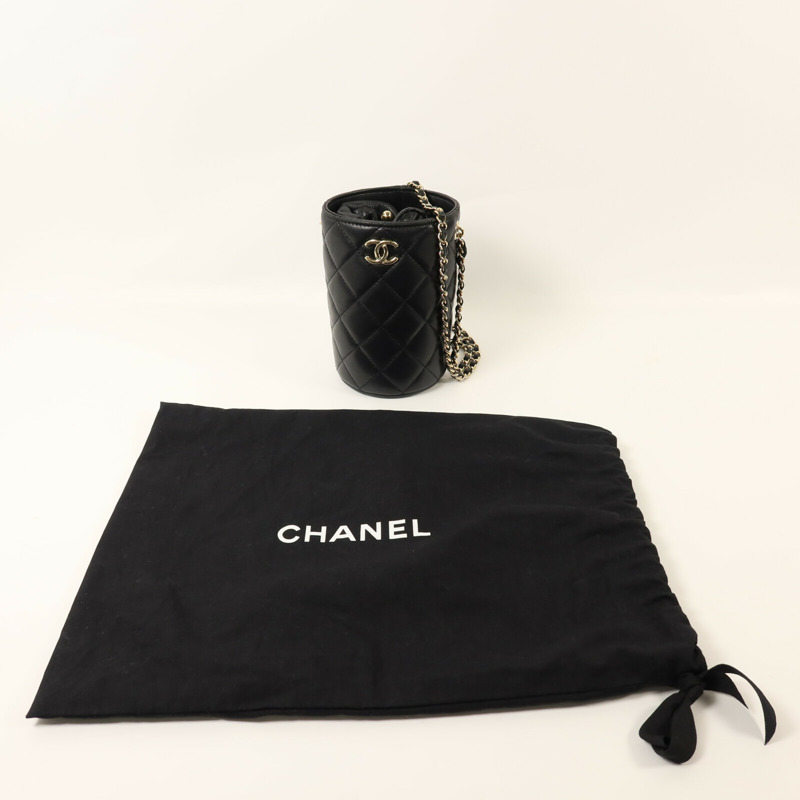 CHANEL 羊皮皮革Bucket Bag金扣鏈帶肩背袋-9