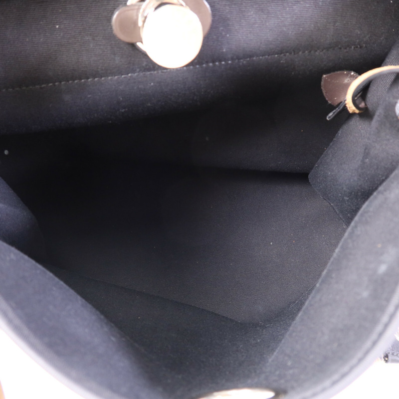 HERMES 帆布Herbag PM銀扣手挽肩背兩用袋Noir-4