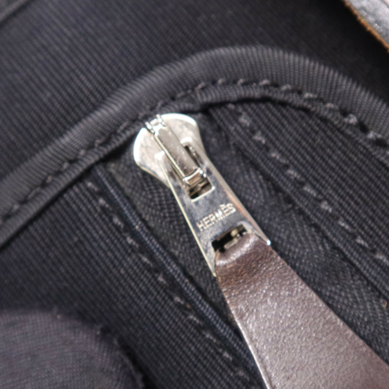 HERMES 帆布Herbag PM銀扣手挽肩背兩用袋Noir-14