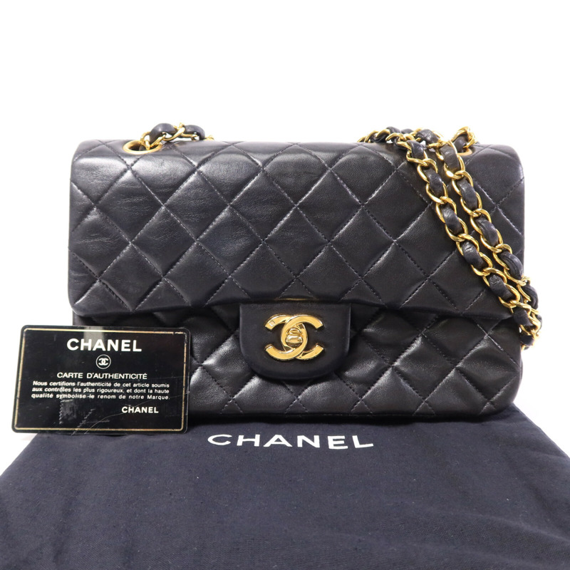 CHANEL 羊皮皮革Classic 23金扣鏈帶肩背袋-9