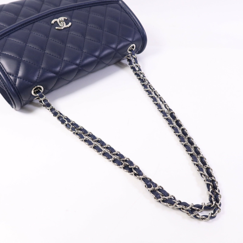 CHANEL 羊皮皮革Chain Shoulder Bag銀扣鏈帶肩背袋-8