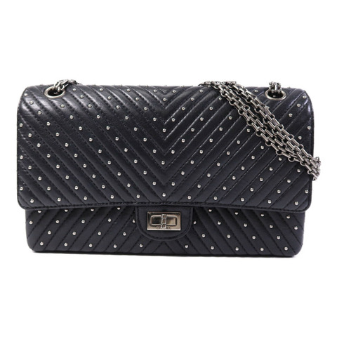 CHANEL 牛皮皮革2.55 Large銀扣鏈帶肩背袋