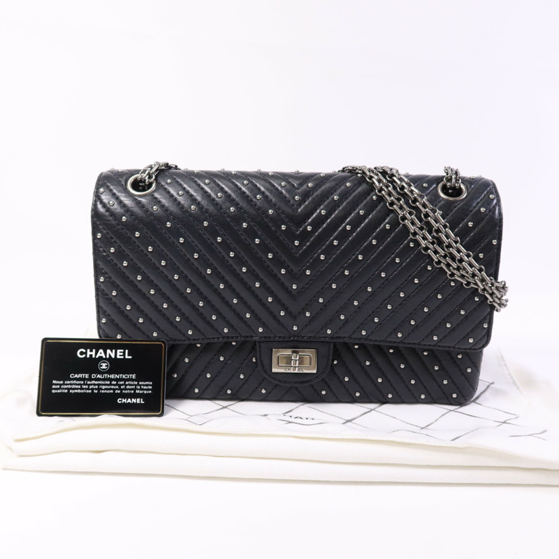 CHANEL 牛皮皮革2.55 Large銀扣鏈帶肩背袋-8