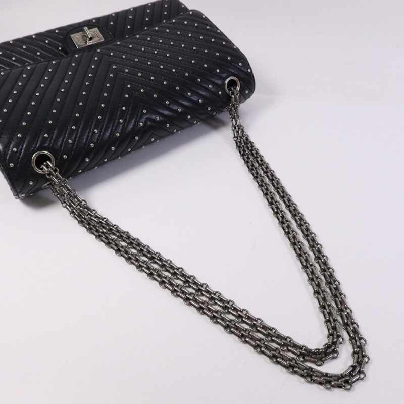 CHANEL 牛皮皮革2.55 Large銀扣鏈帶肩背袋-9