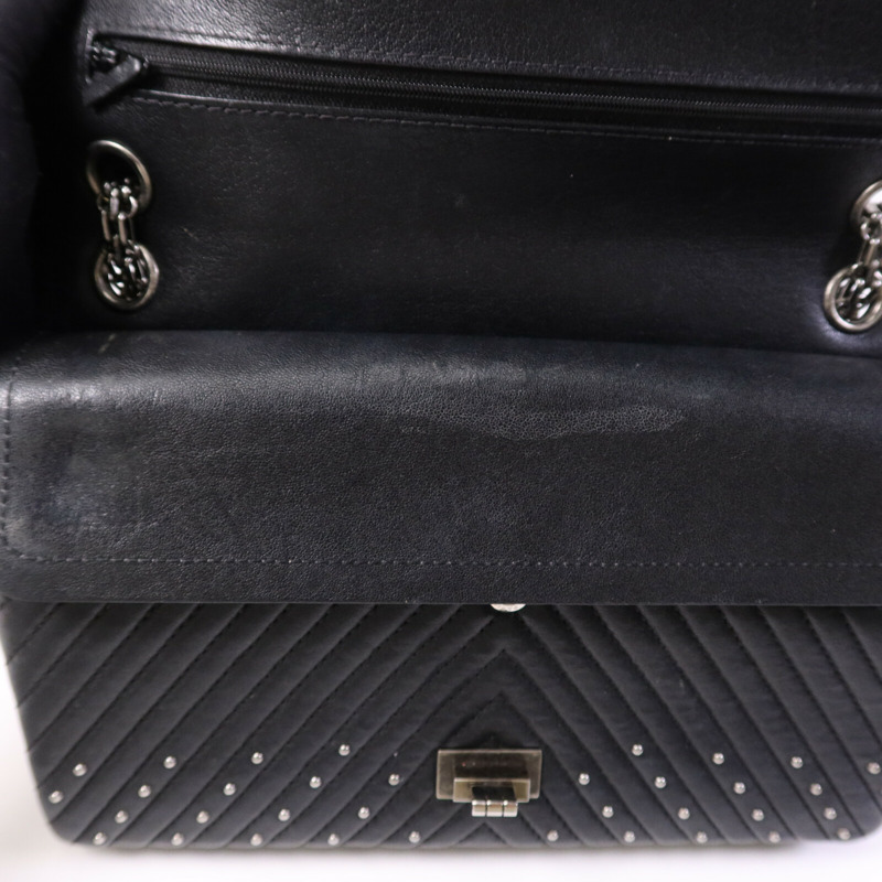 CHANEL 牛皮皮革2.55 Large銀扣鏈帶肩背袋-15