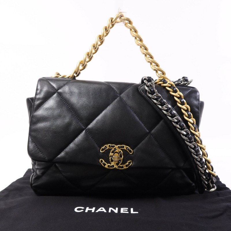 CHANEL 羊皮皮革Chanel 19鏈帶肩背袋-9