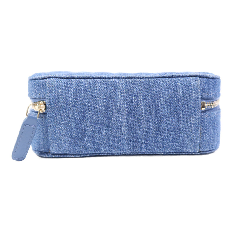 CHANEL 牛仔布Pearl Crush金扣鏈帶肩背袋-3