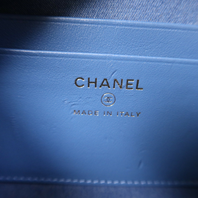 CHANEL 牛仔布Pearl Crush金扣鏈帶肩背袋-5