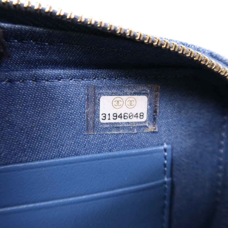 CHANEL 牛仔布Pearl Crush金扣鏈帶肩背袋-7