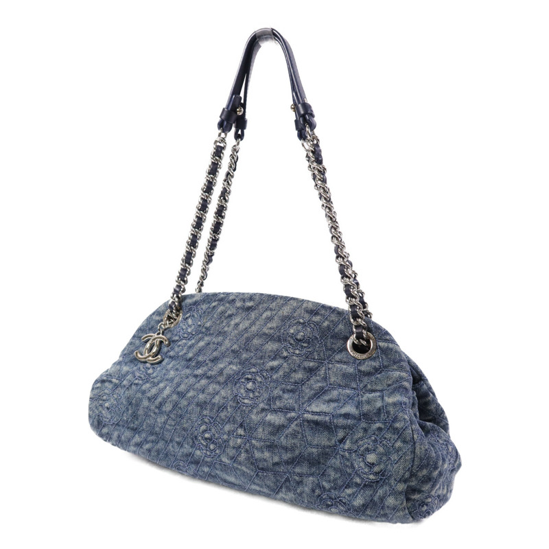 CHANEL 牛仔布Chain Shoulder Bag銀扣鏈帶肩背袋-2