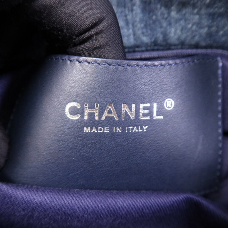 CHANEL 牛仔布Chain Shoulder Bag銀扣鏈帶肩背袋-5