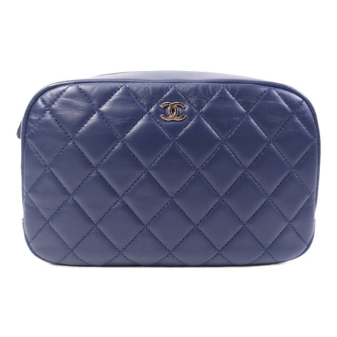 CHANEL 羊皮皮革Pouch銀扣手拿包