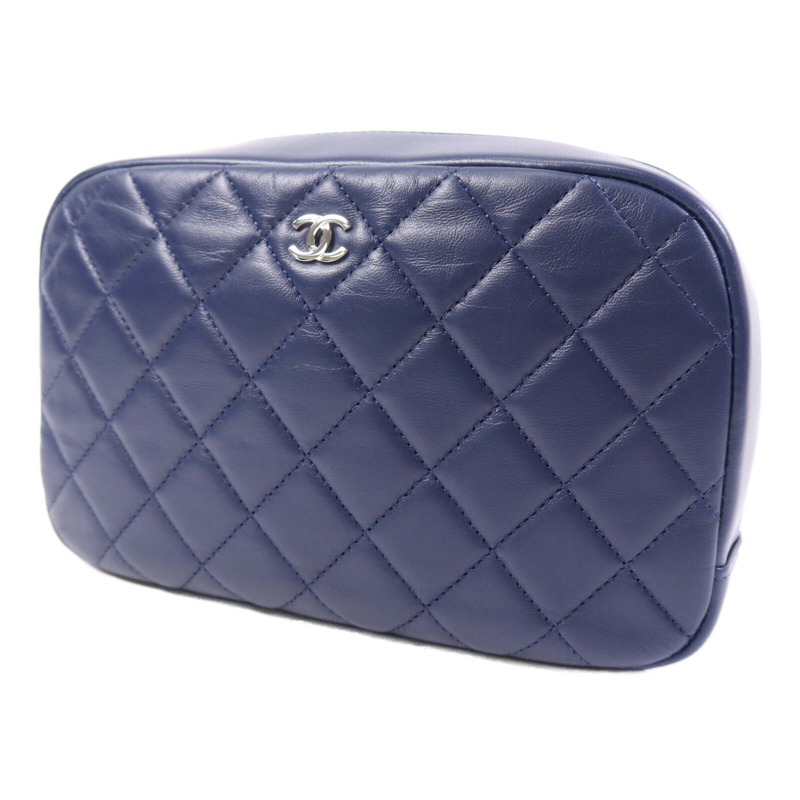 CHANEL 羊皮皮革Pouch銀扣手拿包-2