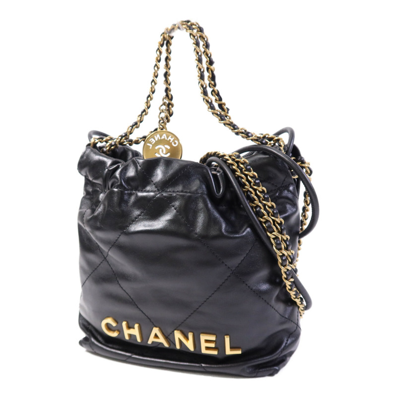 CHANEL 牛皮皮革C22 Mini金扣鏈帶肩背袋-2