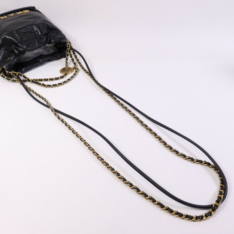 CHANEL 牛皮皮革C22 Mini金扣鏈帶肩背袋-8