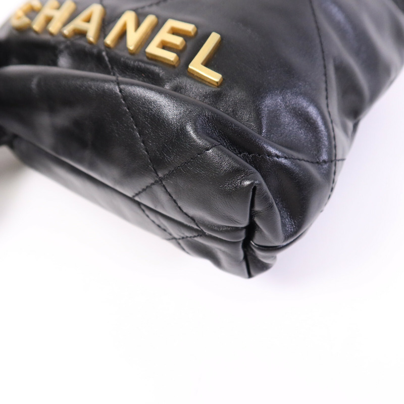 CHANEL 牛皮皮革C22 Mini金扣鏈帶肩背袋-10