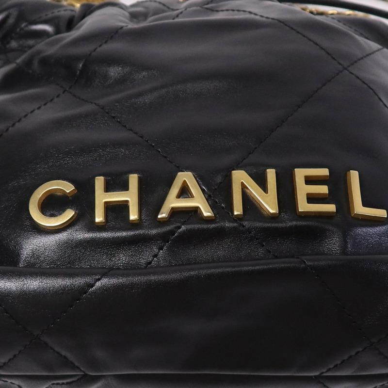 CHANEL 牛皮皮革C22 Mini金扣鏈帶肩背袋-14