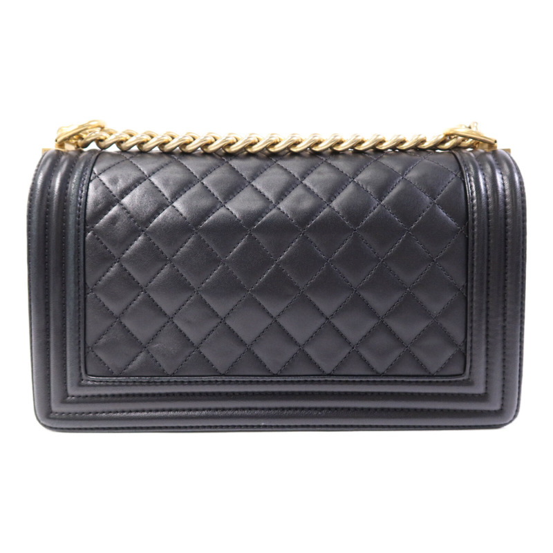 CHANEL 羊皮皮革Boy 25金扣鏈帶肩背袋-1