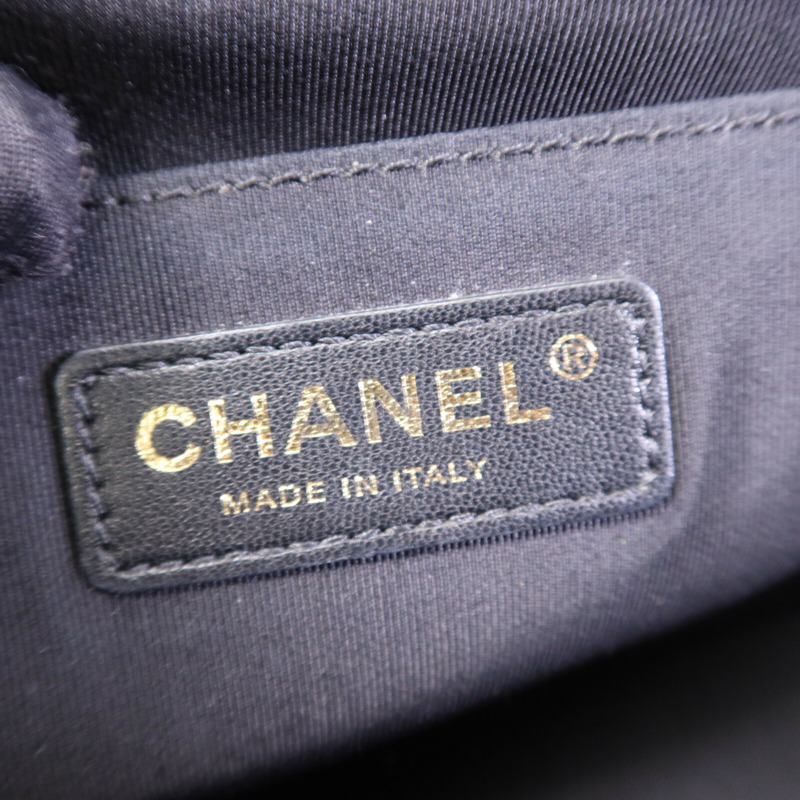 CHANEL 羊皮皮革Boy 25金扣鏈帶肩背袋-5