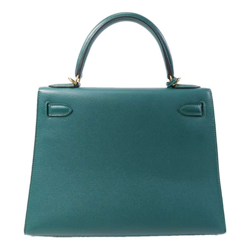 HERMES Epsom皮革Kelly 28金扣手挽肩背兩用袋Malachite-1
