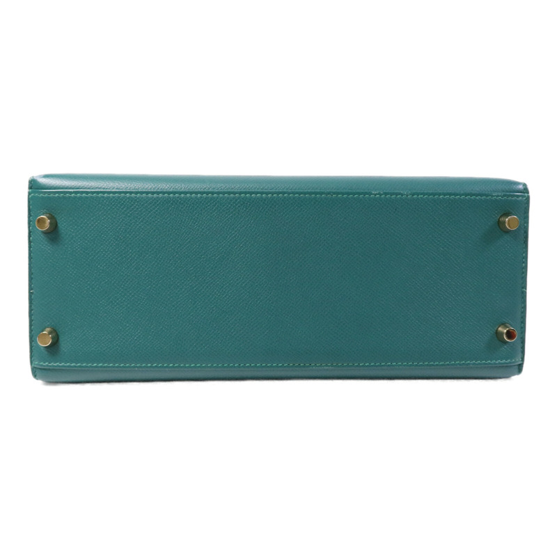 HERMES Epsom皮革Kelly 28金扣手挽肩背兩用袋Malachite-3