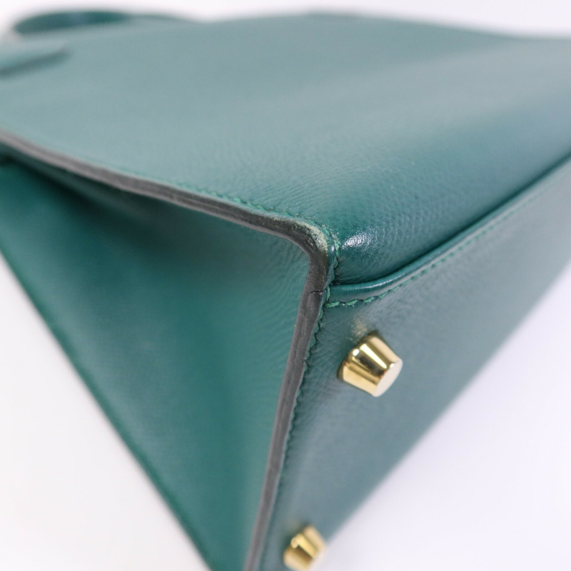 HERMES Epsom皮革Kelly 28金扣手挽肩背兩用袋Malachite-14