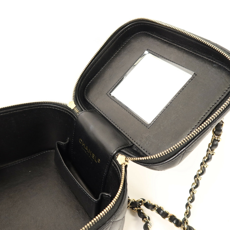 CHANEL 羊皮皮革Vanity Case金扣鏈帶手挽肩背袋-5