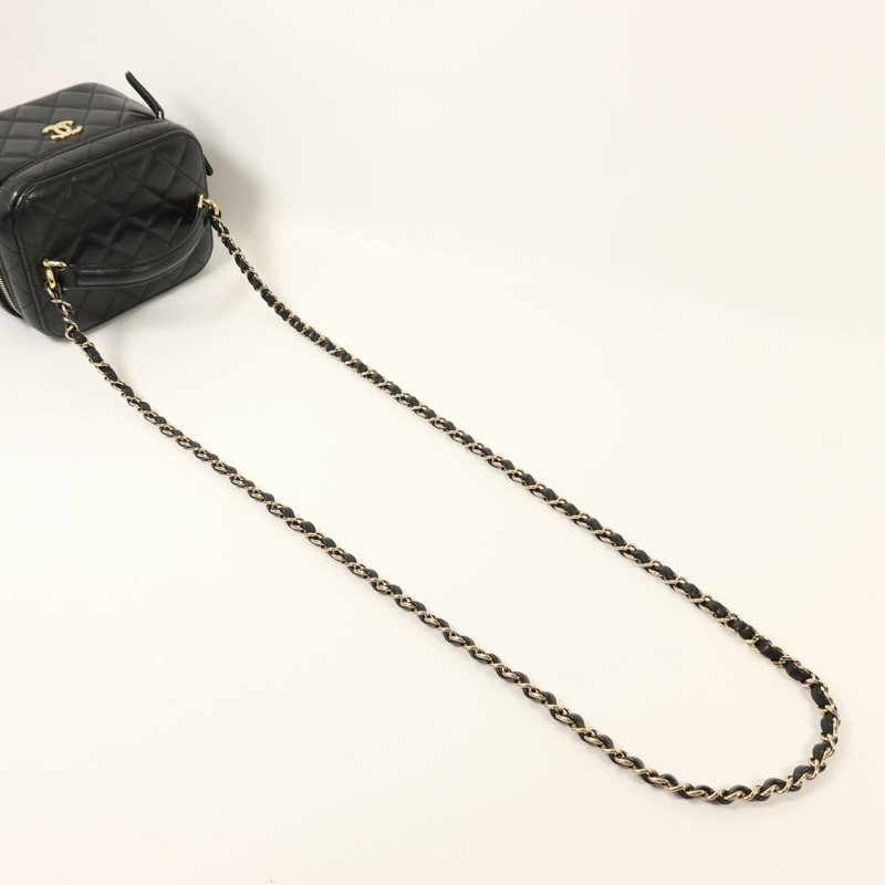 CHANEL 羊皮皮革Vanity Case金扣鏈帶手挽肩背袋-8
