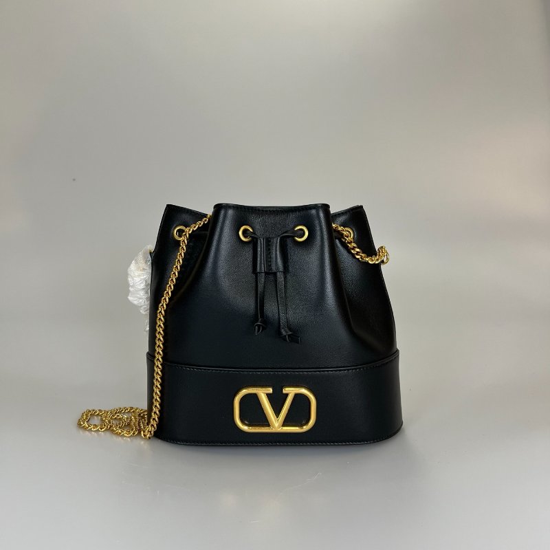 VALENTINO 黑色水桶側肩包-0