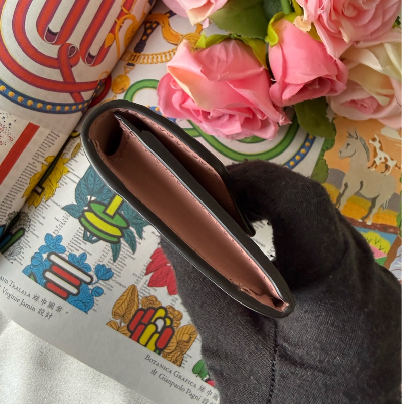 GG Logo 壓紋牛皮釦式卡片夾/名片夾(玫瑰粉)-2