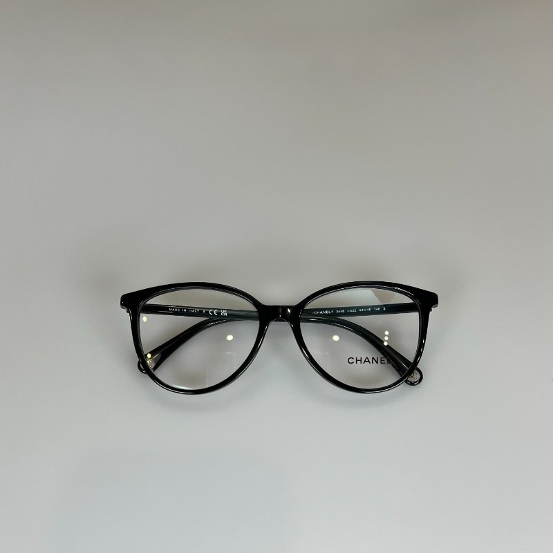 CHANEL 黑細框平光墨鏡-0