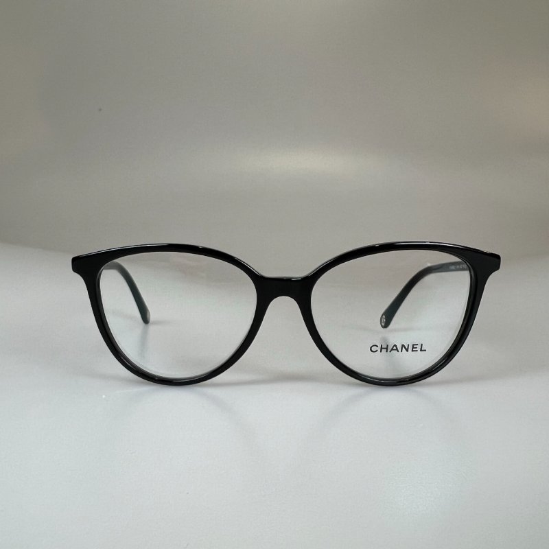 CHANEL 黑細框平光墨鏡-1