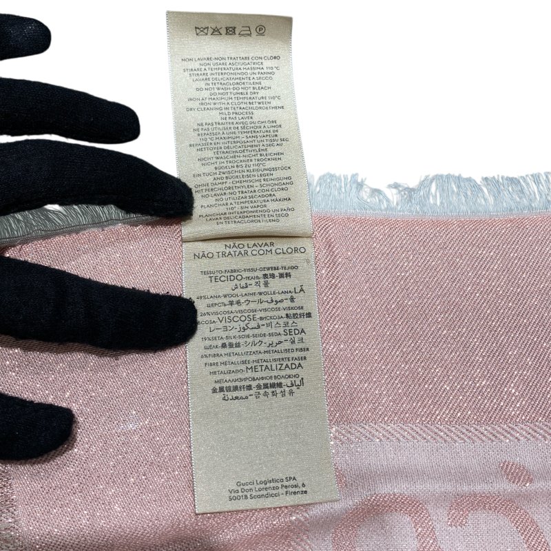 GUCCI 古馳 694839 披巾 粉色-4